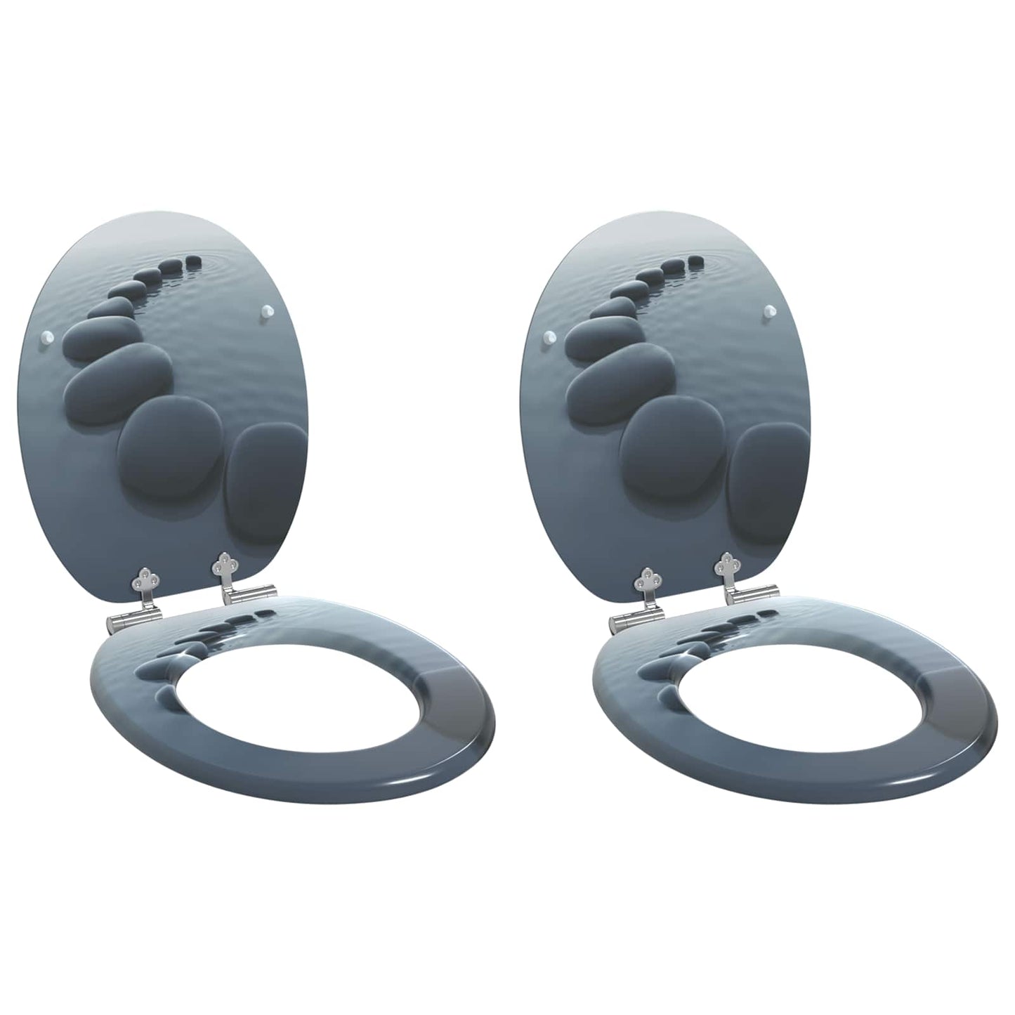 Lágy záródású WC ülőke 2 pcs Szürke 44 x 38 cm MDF lap