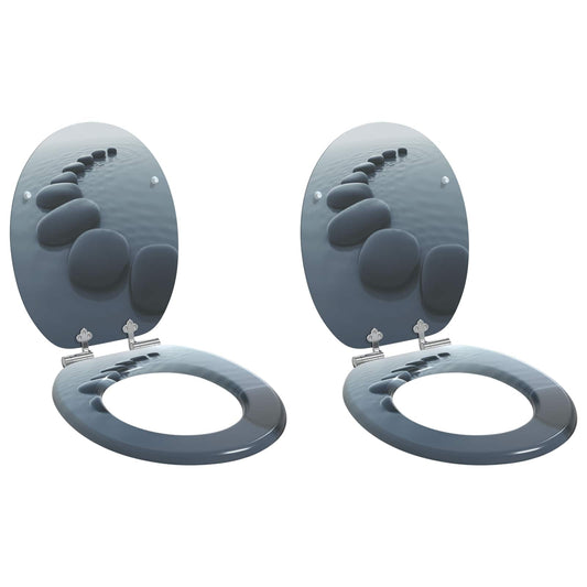 Lágy záródású WC ülőke 2 pcs Szürke 44 x 38 cm MDF lap