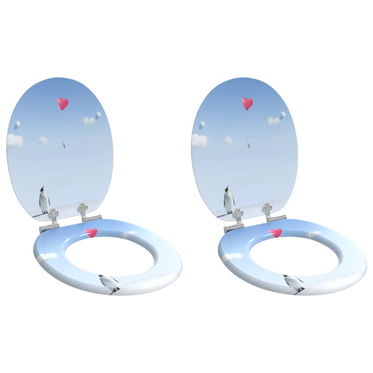 Lágy záródású WC ülőke 2 pcs Kék 44 x 38 cm MDF lap