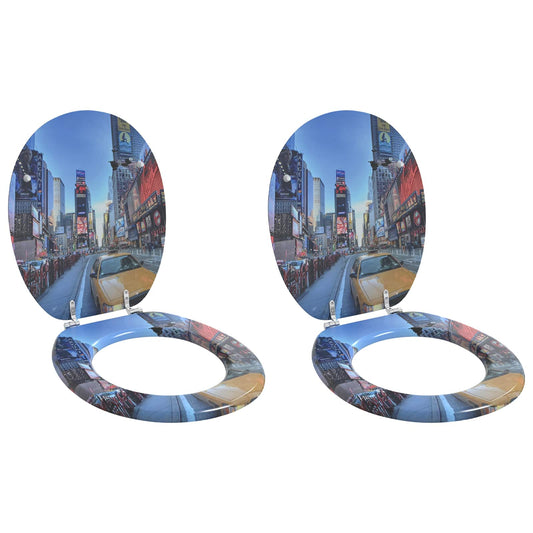 Lágy záródású WC ülőke 2 pcs Szürke 44 x 38 cm MDF lap
