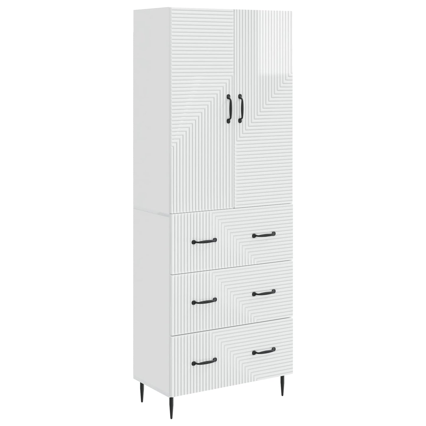 Szekrény szett 2 pcs Magasfényű Fehér 66 x 34,5 x 90 cm