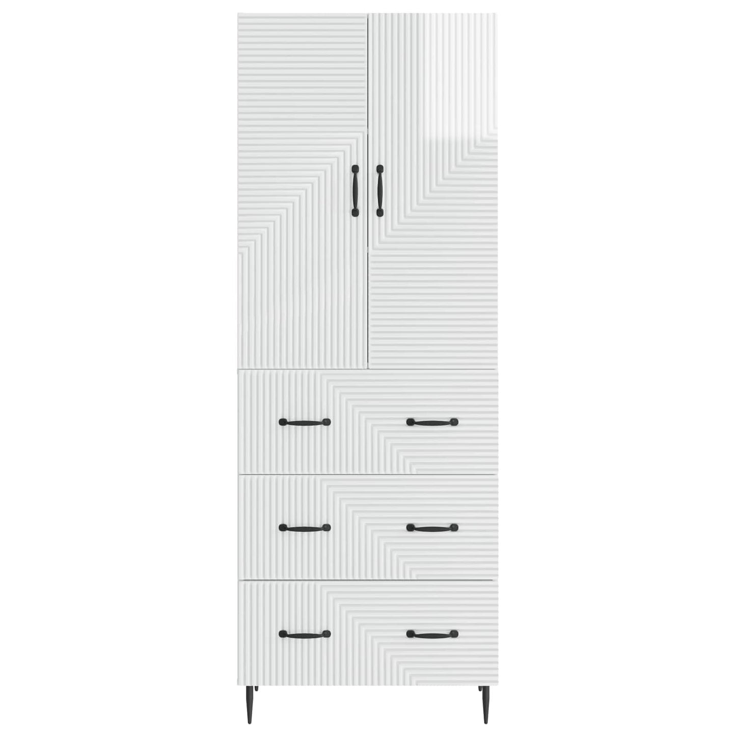 Szekrény szett 2 pcs Magasfényű Fehér 66 x 34,5 x 90 cm