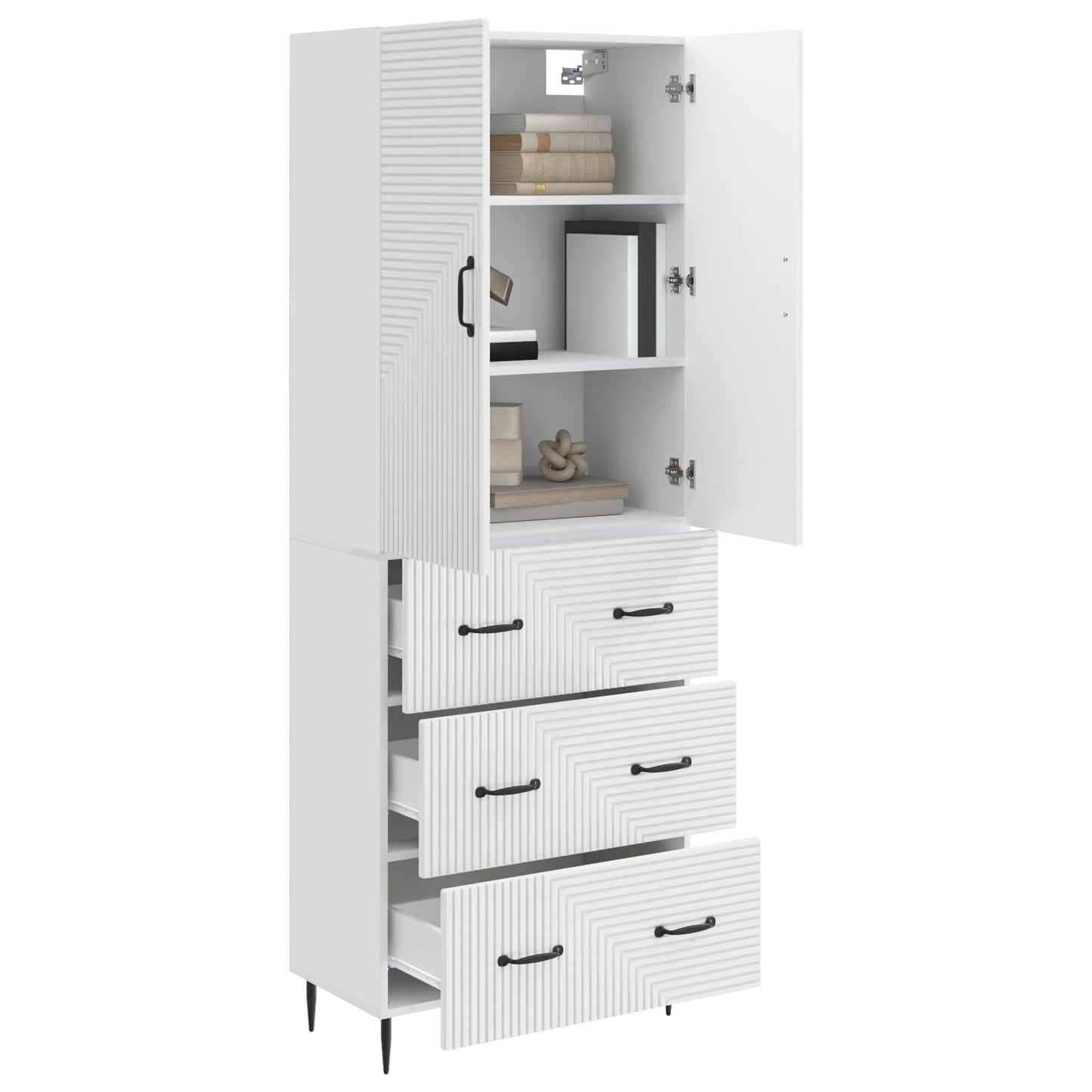 Szekrény szett 2 pcs Magasfényű Fehér 66 x 34,5 x 90 cm