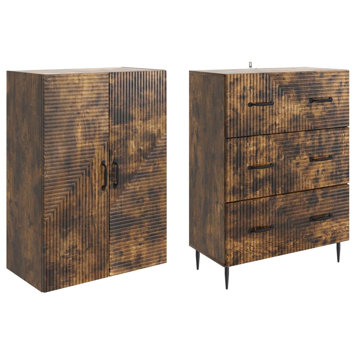 Szekrény szett 2 pcs Füstös Tölgy 66 x 34,5 x 90 cm Szerelt Fa