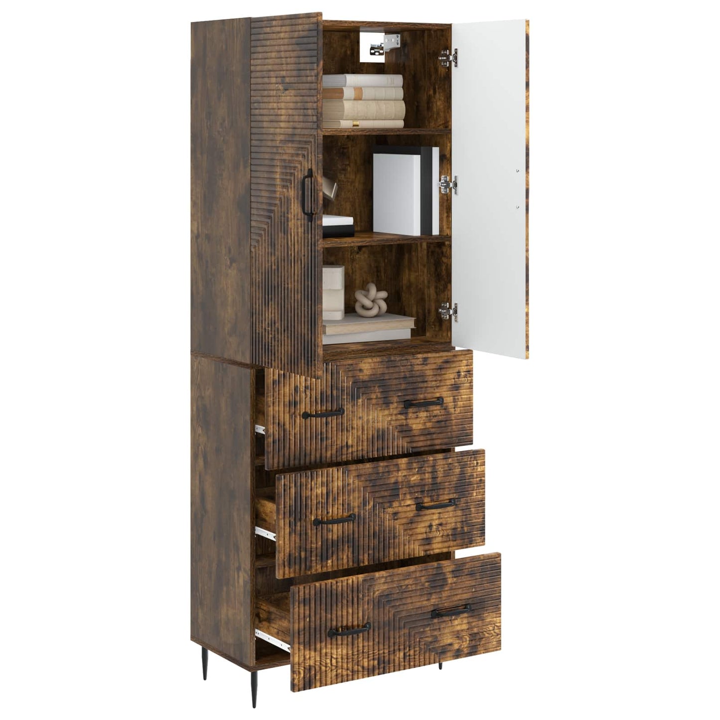 Szekrény szett 2 pcs Füstös Tölgy 66 x 34,5 x 90 cm Szerelt Fa