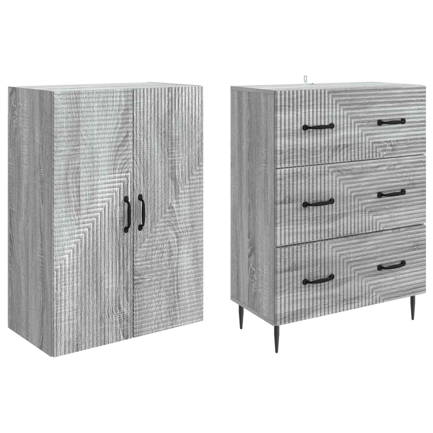 Szekrény szett 2 pcs Szürke Sonoma 66 x 34,5 x 90 cm Szerelt Fa