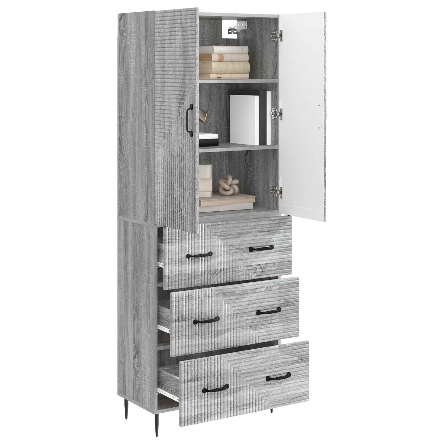 Szekrény szett 2 pcs Szürke Sonoma 66 x 34,5 x 90 cm Szerelt Fa