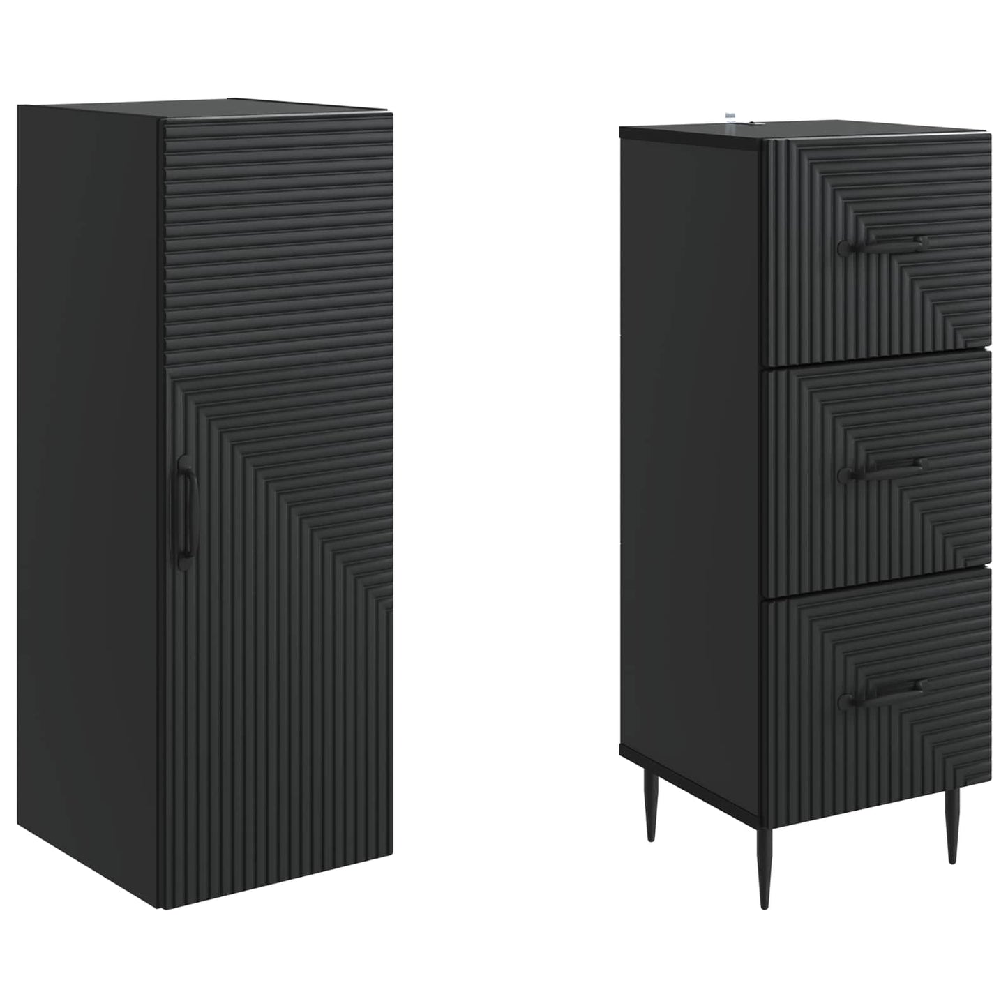 Szekrény szett 2 pcs Fekete 33 x 34,5 x 90 cm Szerelt Fa