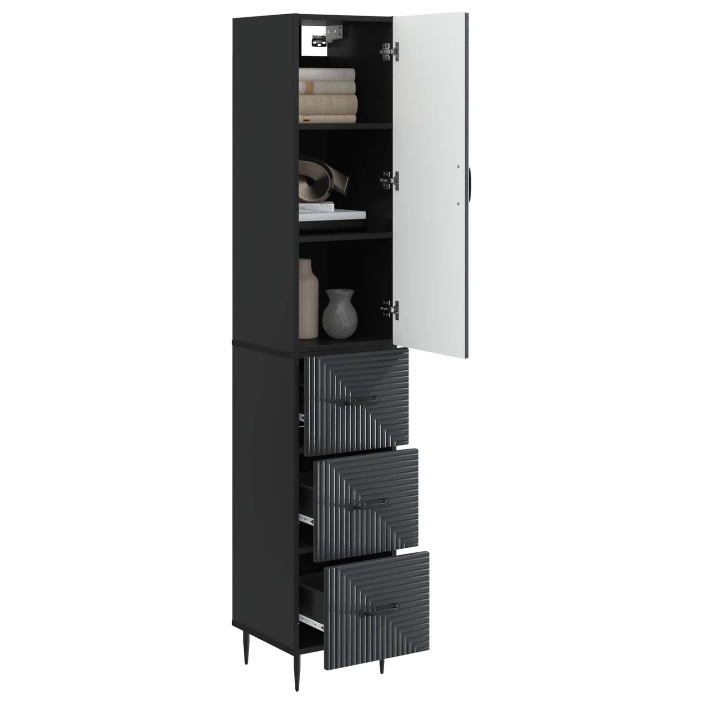 Szekrény szett 2 pcs Fekete 33 x 34,5 x 90 cm Szerelt Fa
