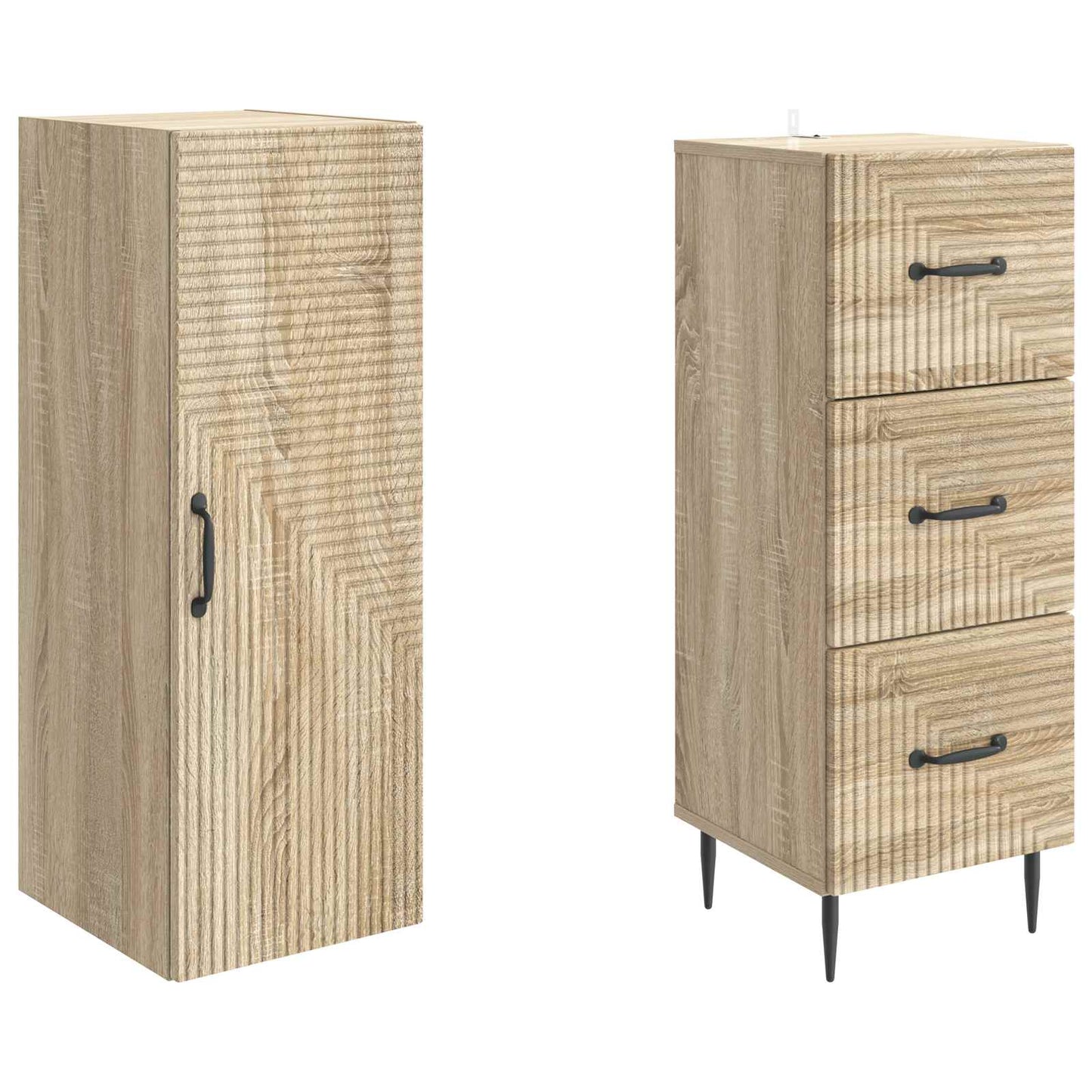 Szekrény szett 2 pcs Sonoma Tölgy 33 x 34,5 x 90 cm Szerelt Fa
