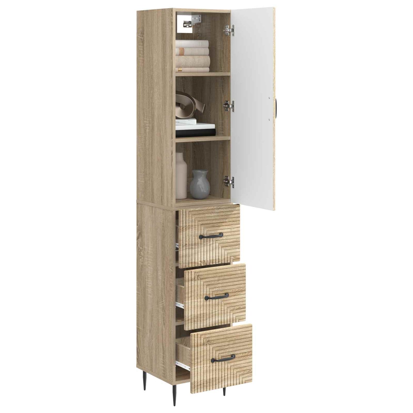 Szekrény szett 2 pcs Sonoma Tölgy 33 x 34,5 x 90 cm Szerelt Fa
