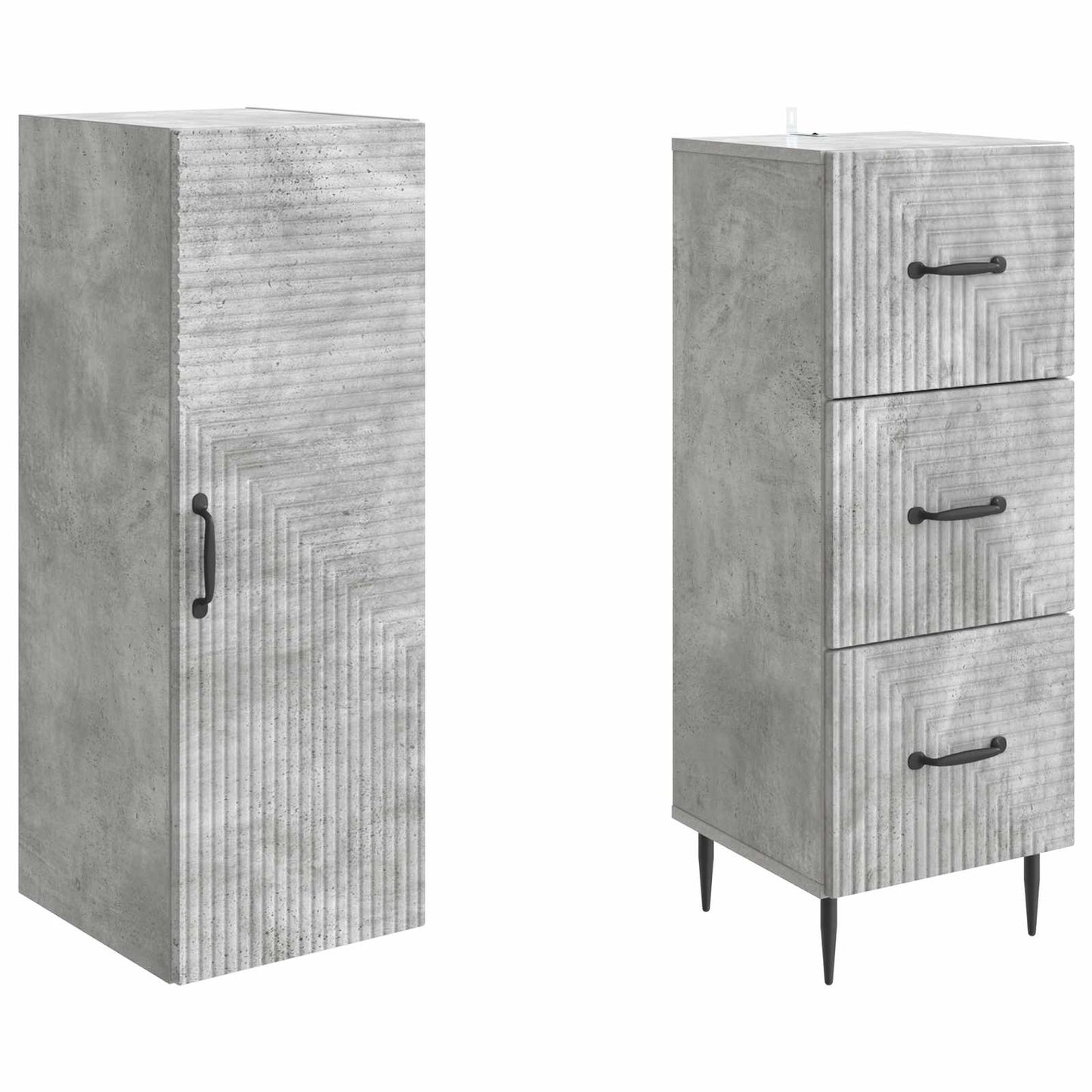 Szekrény szett 2 pcs Betonszürke 33 x 34,5 x 90 cm Szerelt Fa
