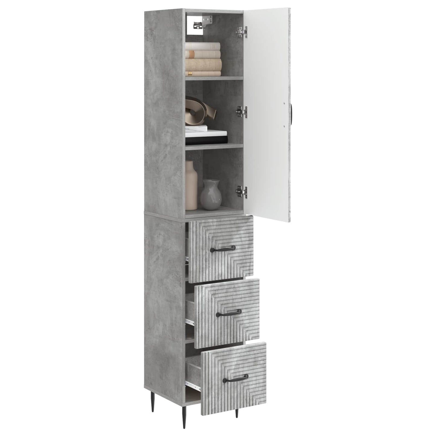 Szekrény szett 2 pcs Betonszürke 33 x 34,5 x 90 cm Szerelt Fa