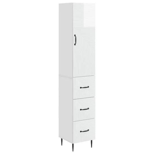 Szekrény szett 2 pcs Magasfényű Fehér 33 x 34,5 x 90 cm