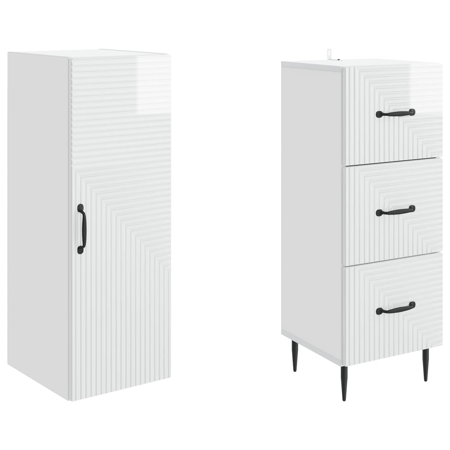 Szekrény szett 2 pcs Magasfényű Fehér 33 x 34,5 x 90 cm