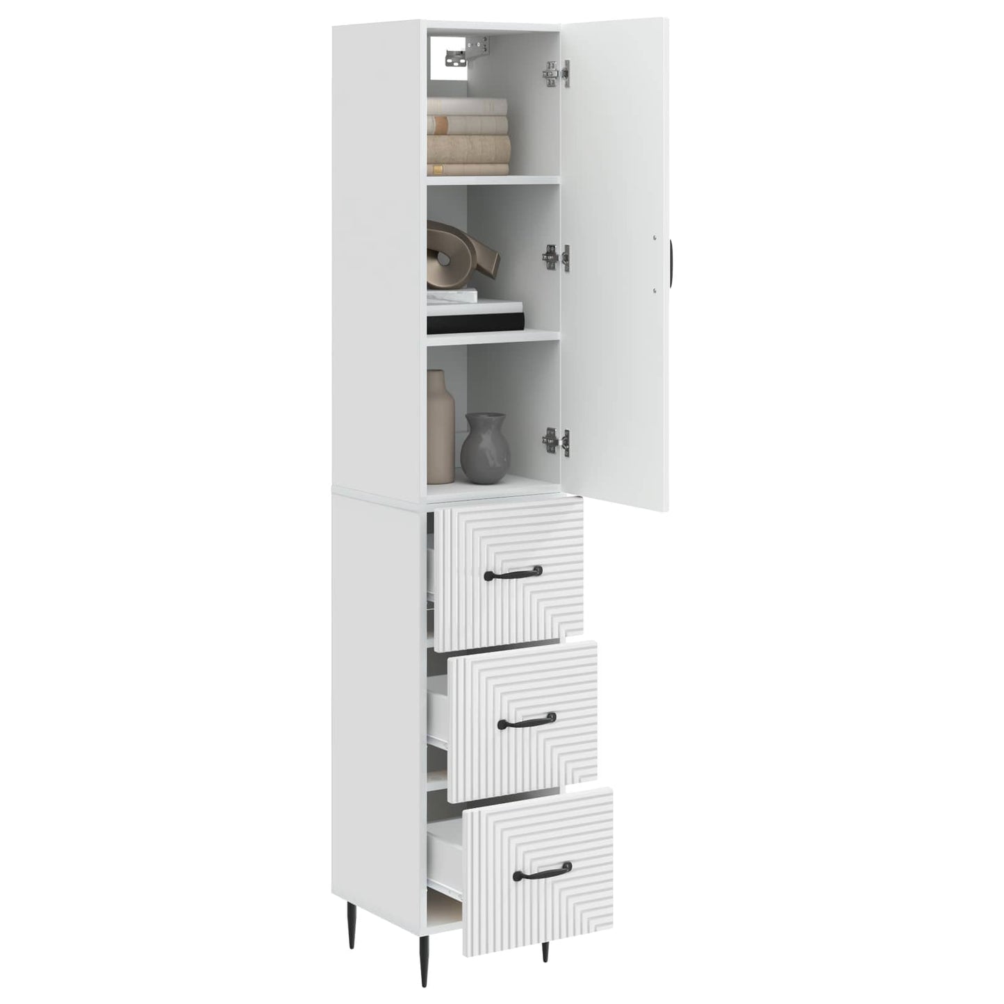 Szekrény szett 2 pcs Magasfényű Fehér 33 x 34,5 x 90 cm