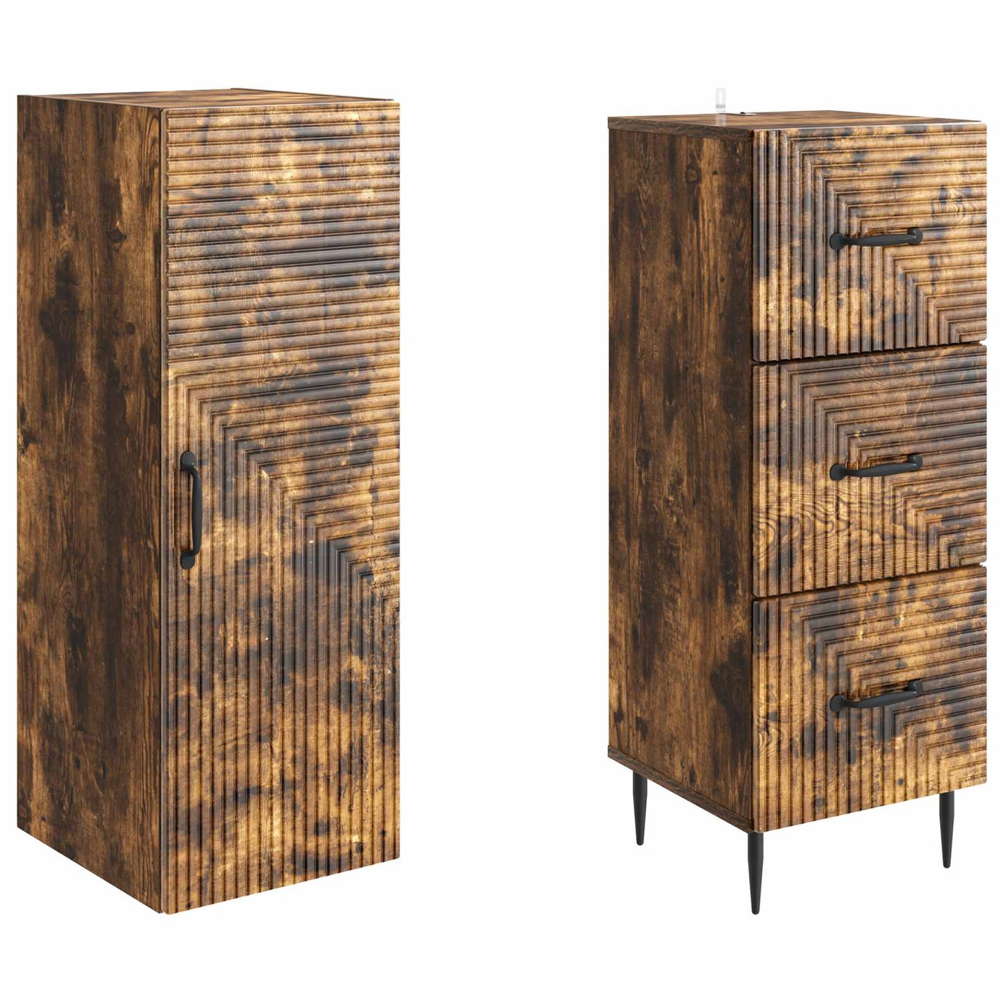 Szekrény szett 2 pcs Füstös Tölgy 33 x 34,5 x 90 cm Szerelt Fa