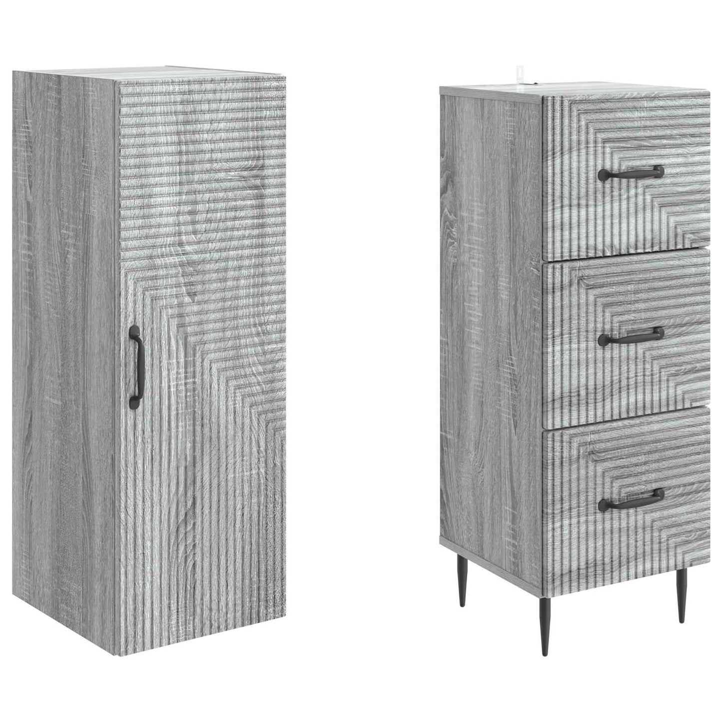 Szekrény szett 2 pcs Szürke Sonoma 33 x 34,5 x 90 cm Szerelt Fa