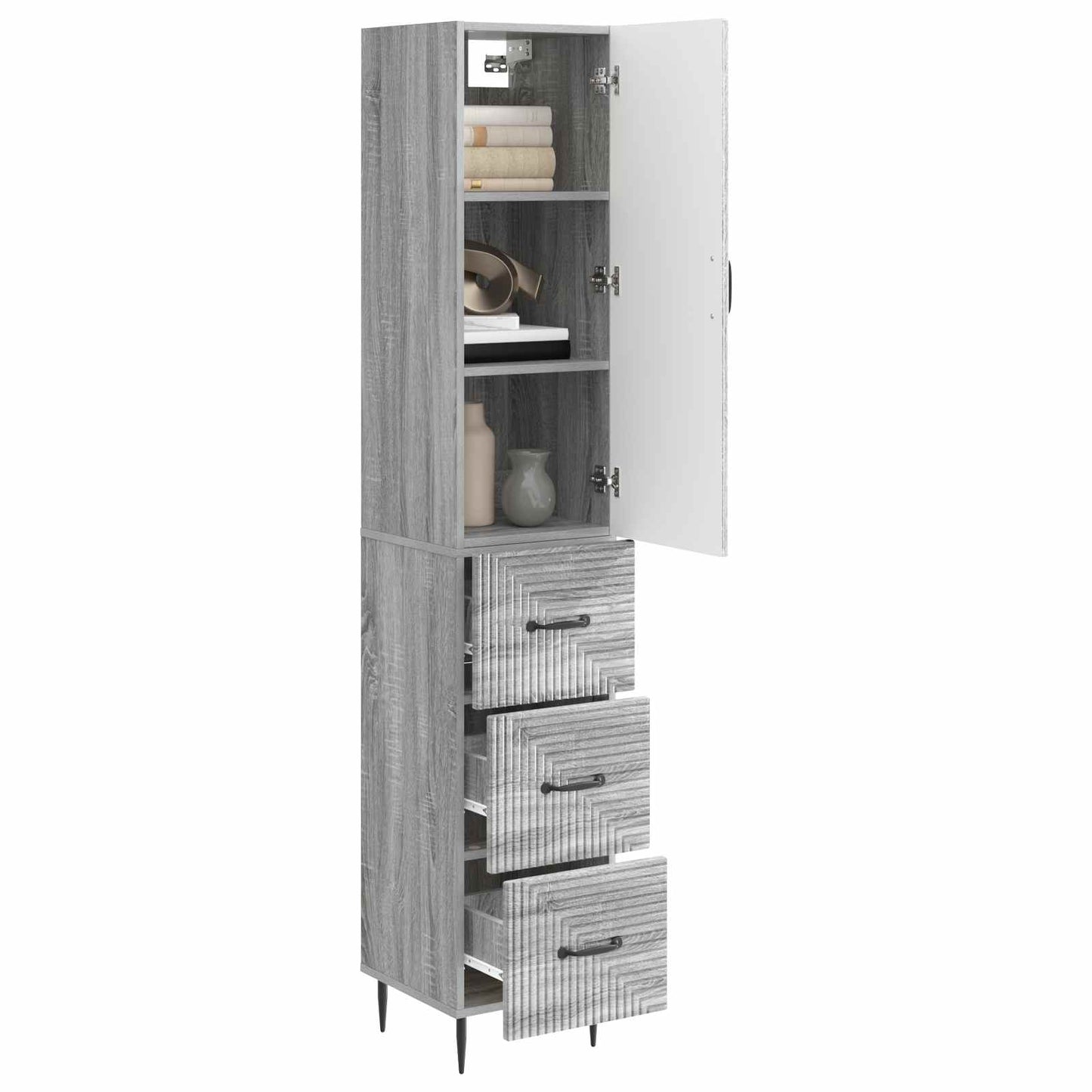 Szekrény szett 2 pcs Szürke Sonoma 33 x 34,5 x 90 cm Szerelt Fa
