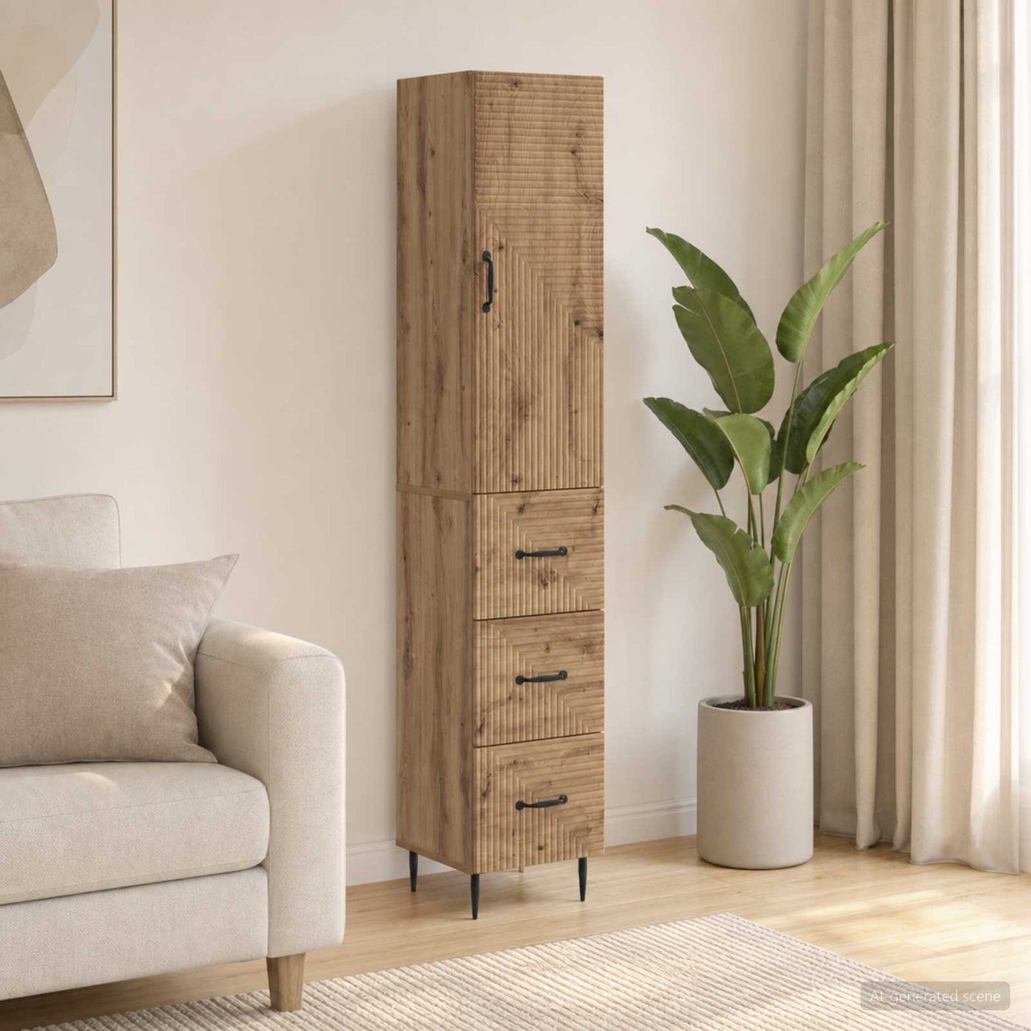 Szekrény szett 2 db 33 x 34,5 x 90 cm Szerelt Fa Kézműves Tölgy