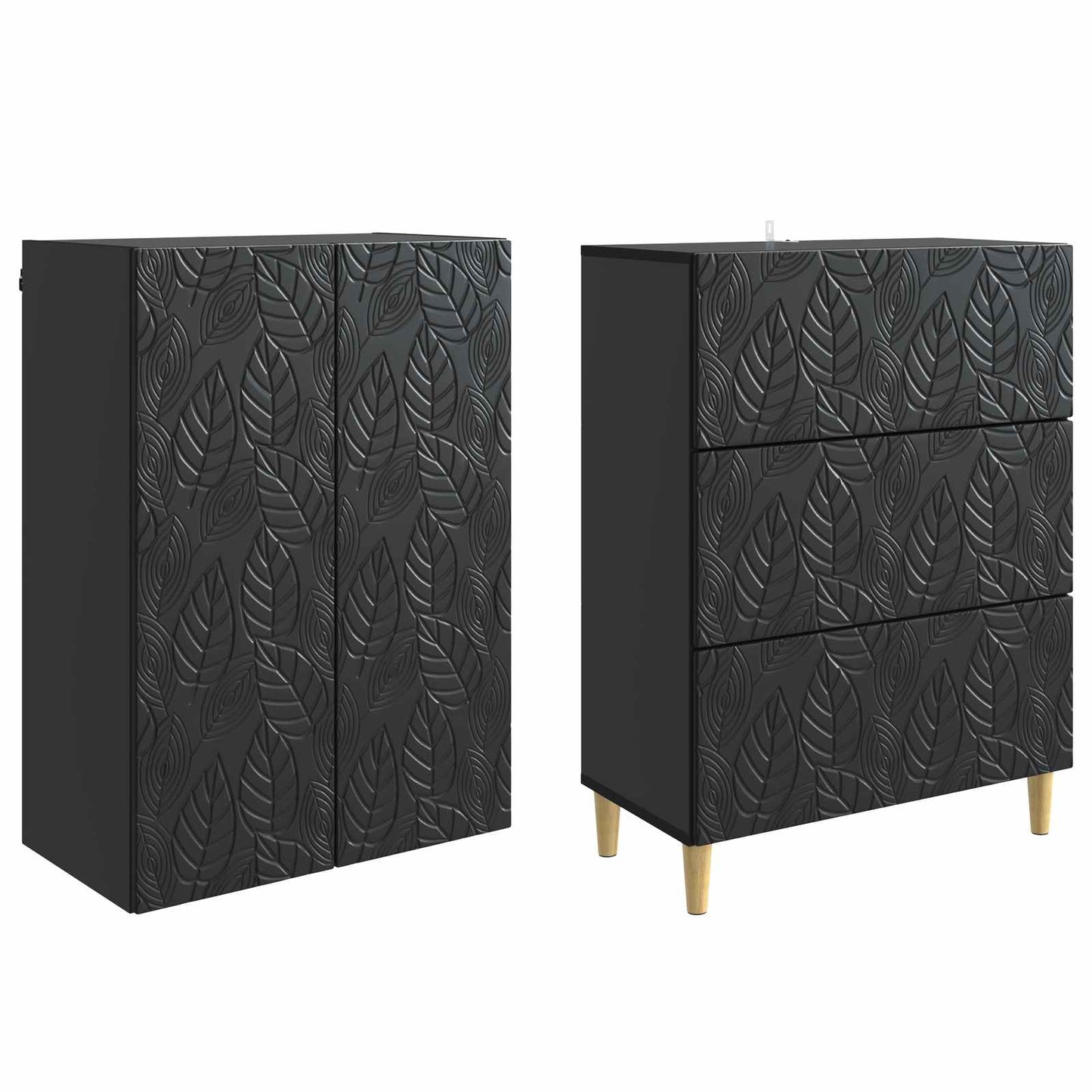 Szekrény szett 2 pcs Fekete 66 x 34,5 x 90 cm Szerelt Fa