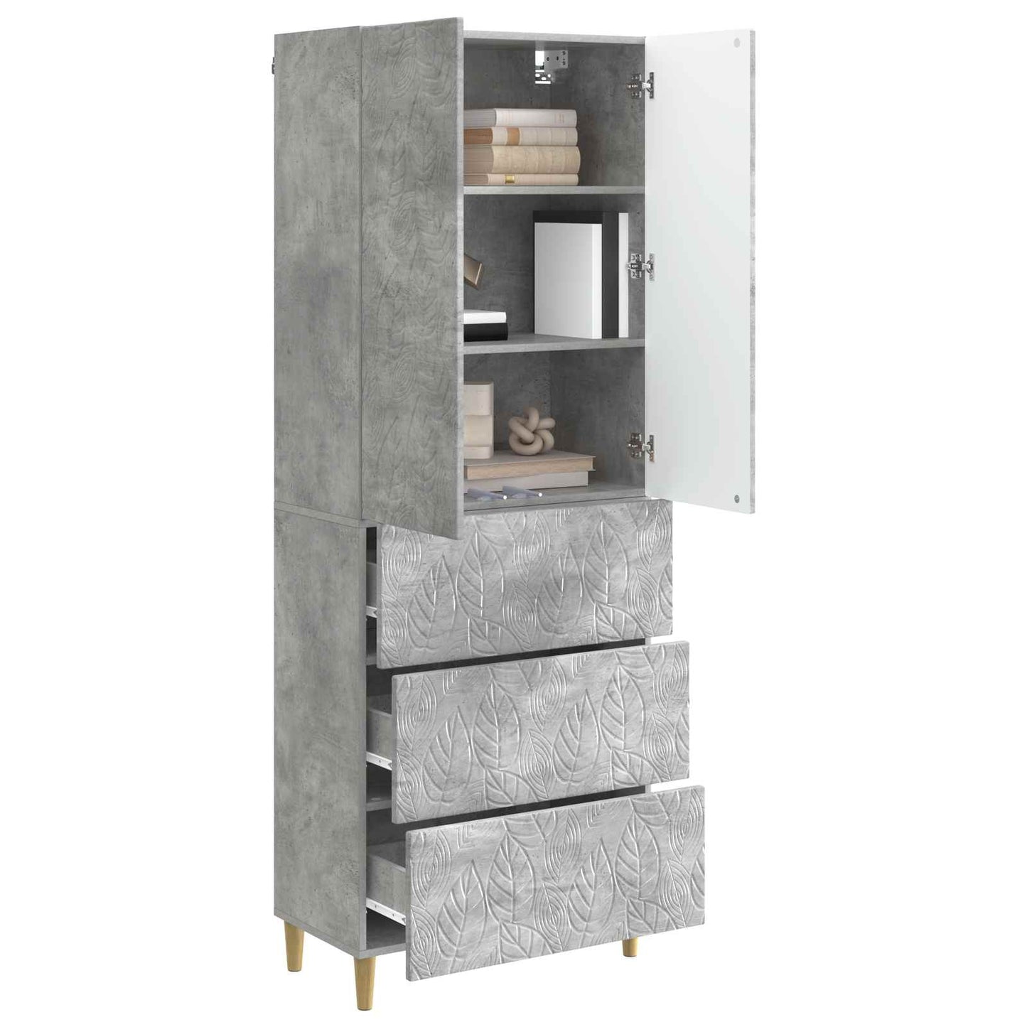 Szekrény szett 2 pcs Betonszürke 66 x 34,5 x 90 cm Szerelt Fa