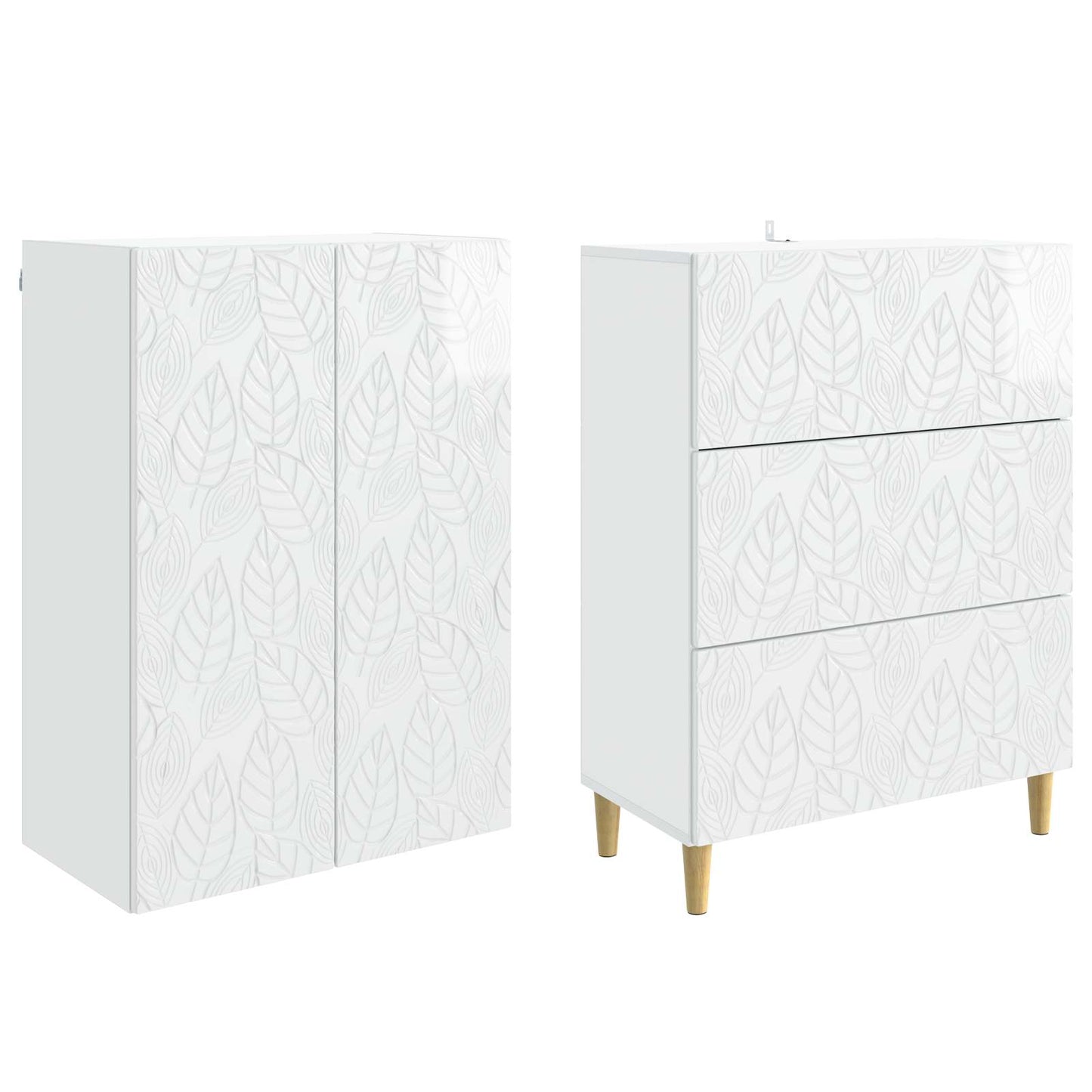 Szekrény szett 2 pcs Magasfényű Fehér 66 x 34,5 x 90 cm
