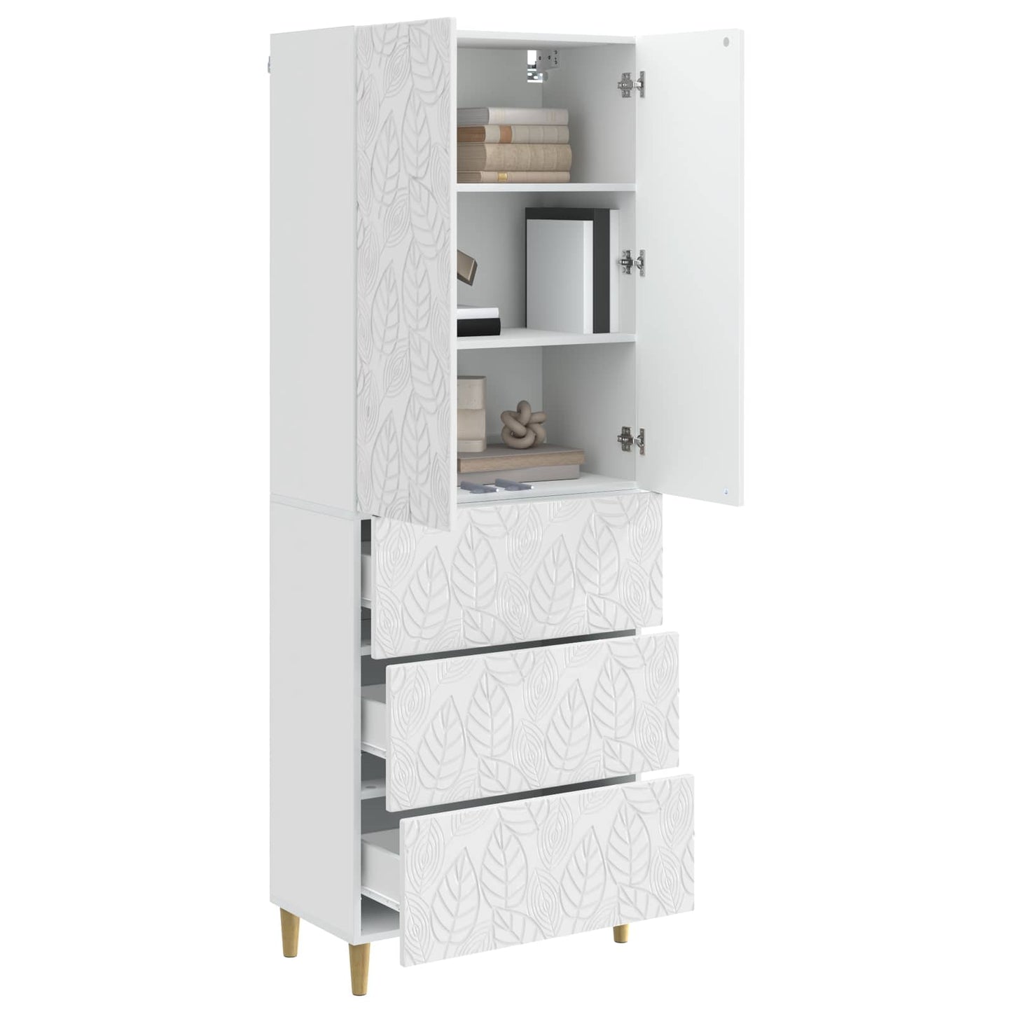 Szekrény szett 2 pcs Magasfényű Fehér 66 x 34,5 x 90 cm