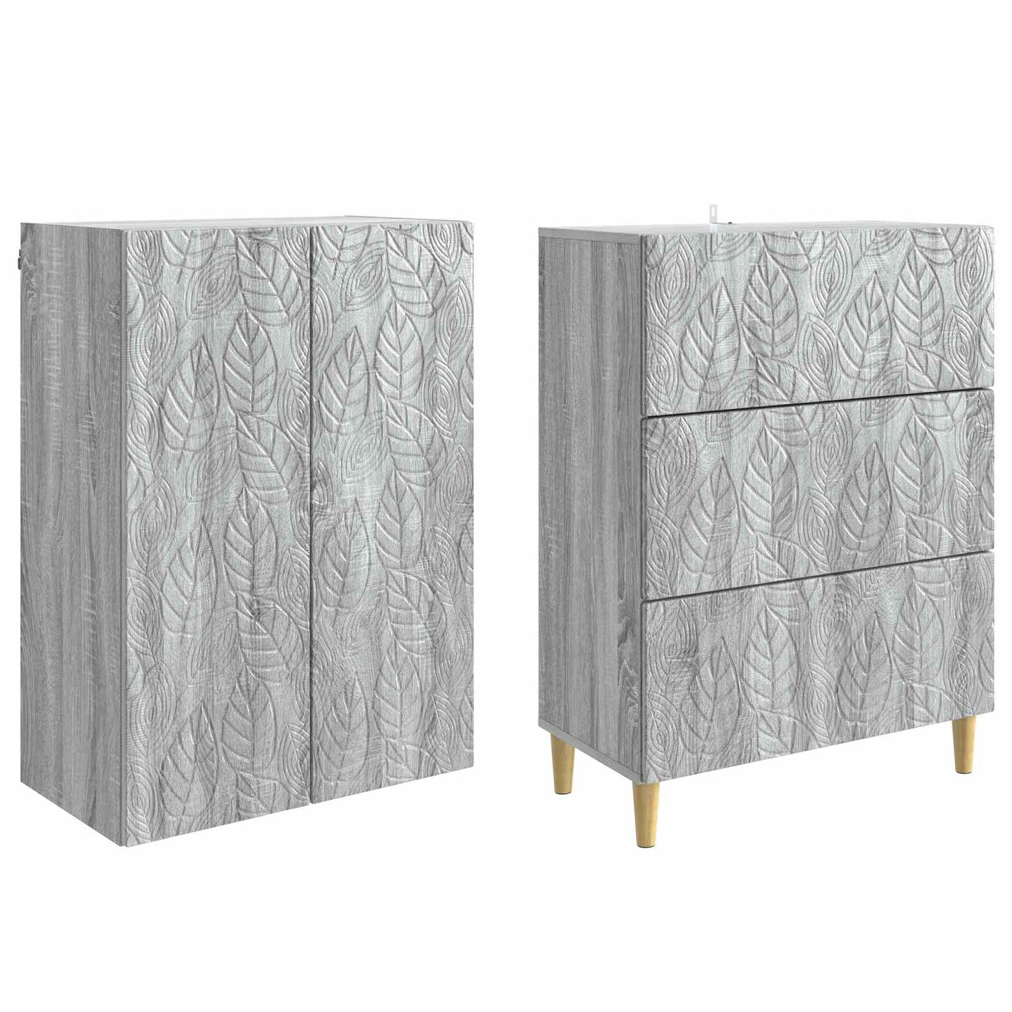 Szekrény szett 2 pcs Szürke Sonoma 66 x 34,5 x 90 cm Szerelt Fa