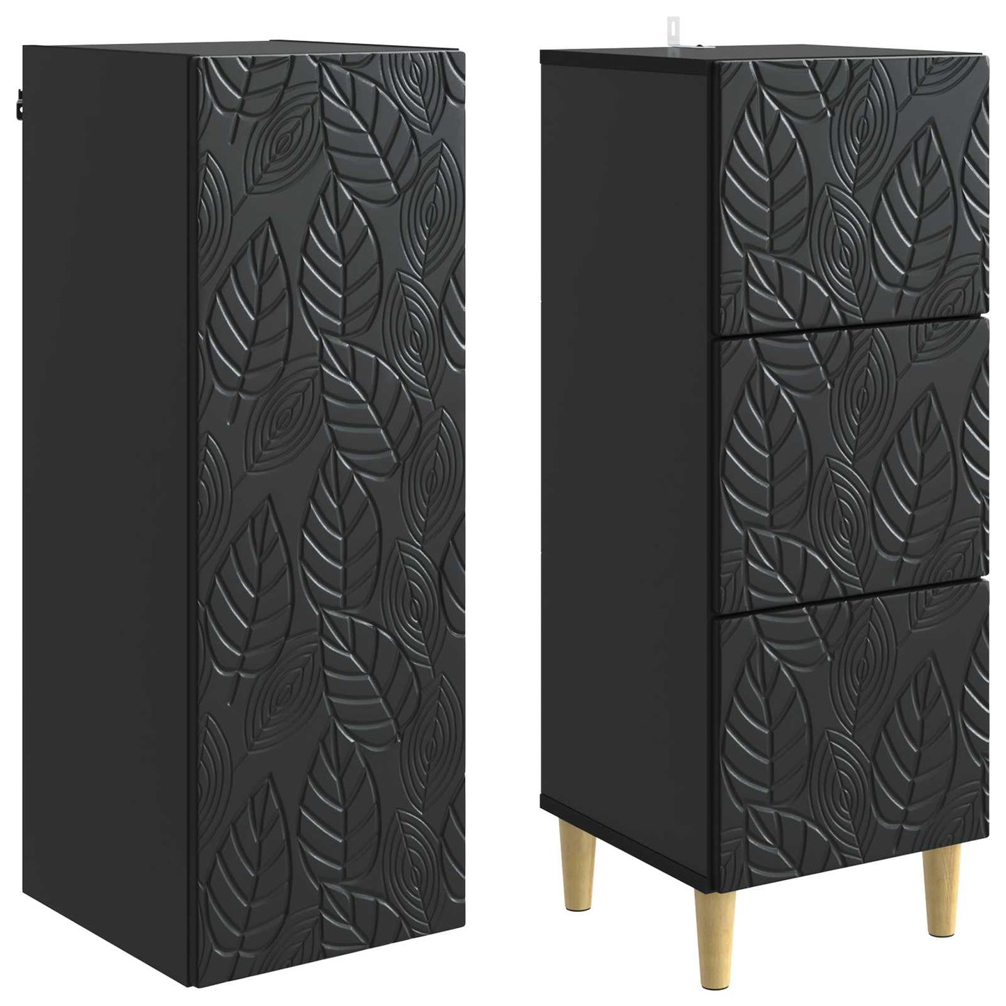 Szekrény szett 2 pcs Fekete 33 x 34,5 x 90 cm Szerelt Fa