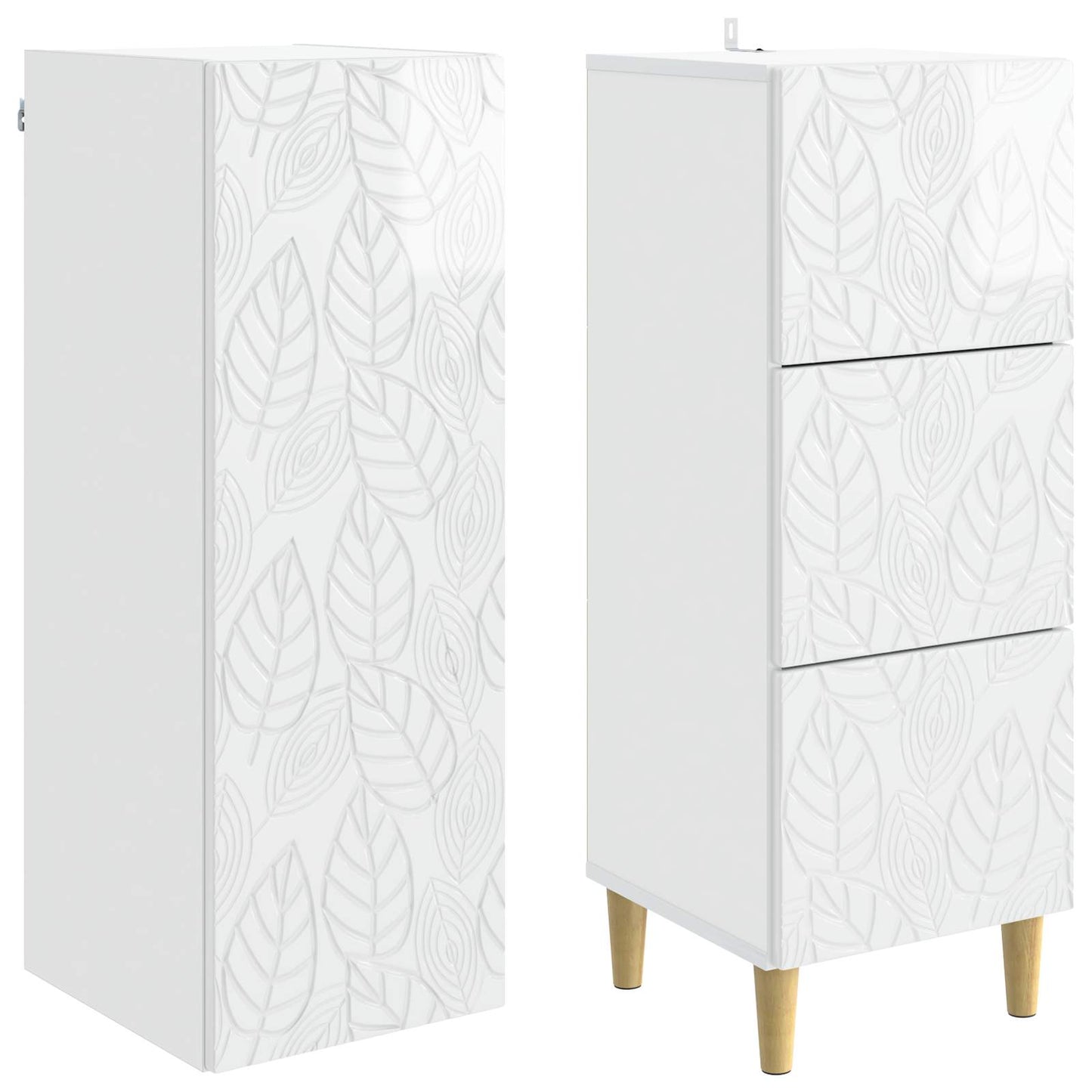 Szekrény szett 2 pcs Magasfényű Fehér 33 x 34,5 x 90 cm