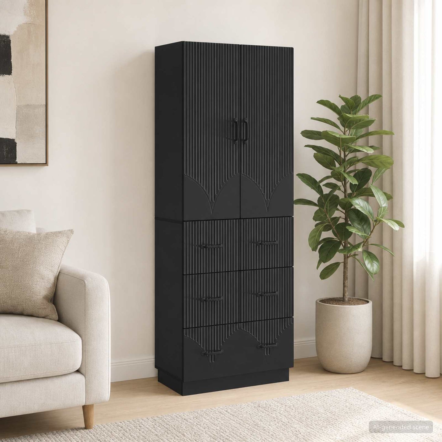 Szekrény szett 2 pcs Fekete 66 x 34,5 x 87 cm Szerelt Fa