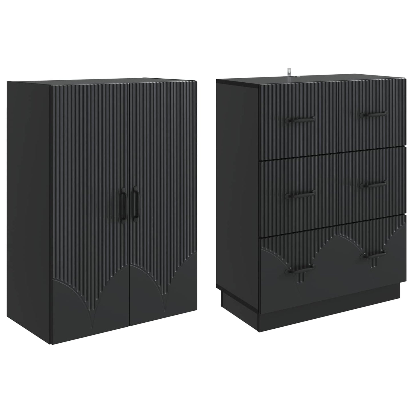 Szekrény szett 2 pcs Fekete 66 x 34,5 x 87 cm Szerelt Fa