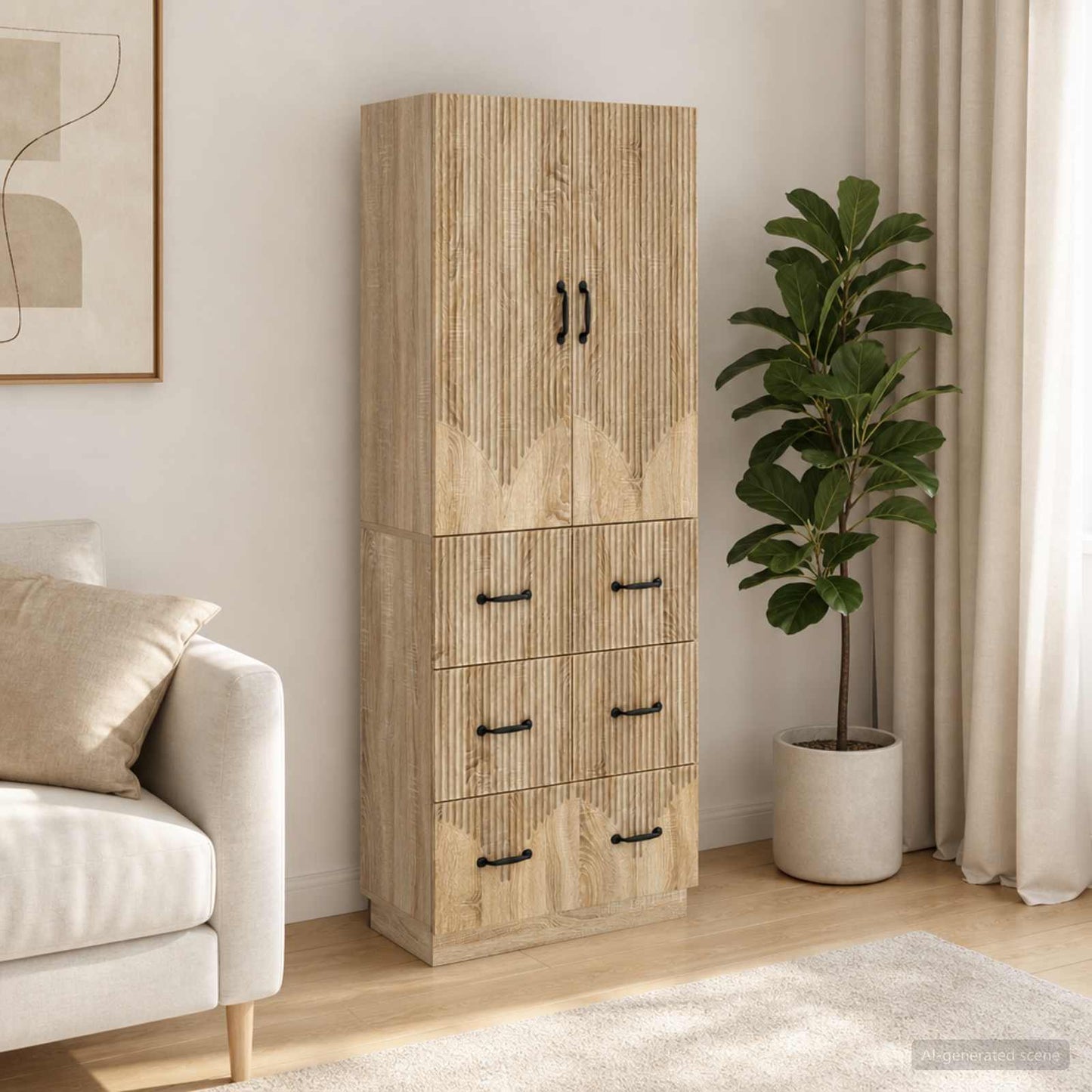 Szekrény szett 2 pcs Sonoma Tölgy 66 x 34,5 x 87 cm Szerelt Fa