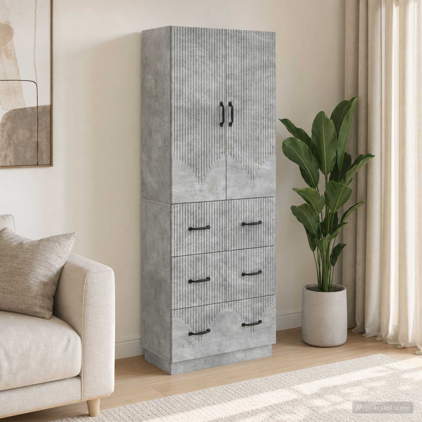 Szekrény szett 2 pcs Betonszürke 66 x 34,5 x 87 cm Szerelt Fa