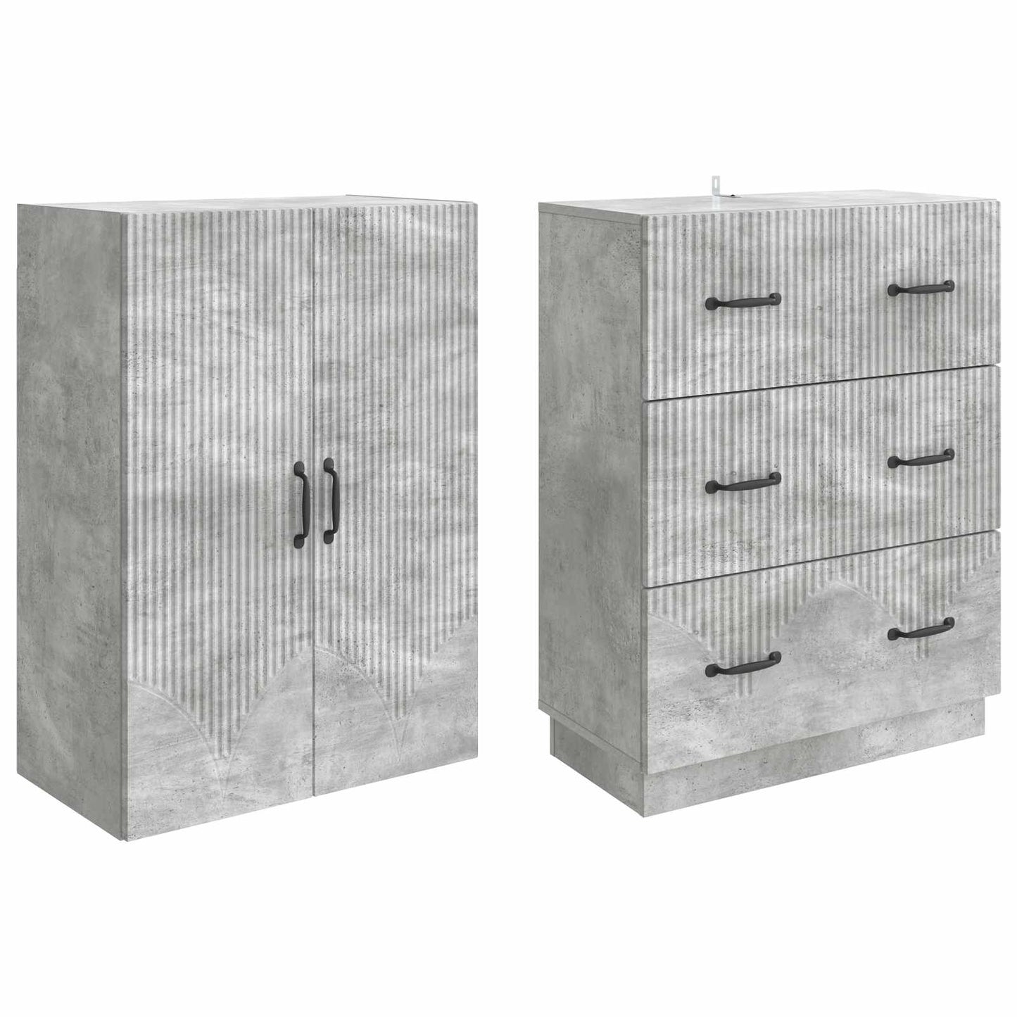 Szekrény szett 2 pcs Betonszürke 66 x 34,5 x 87 cm Szerelt Fa