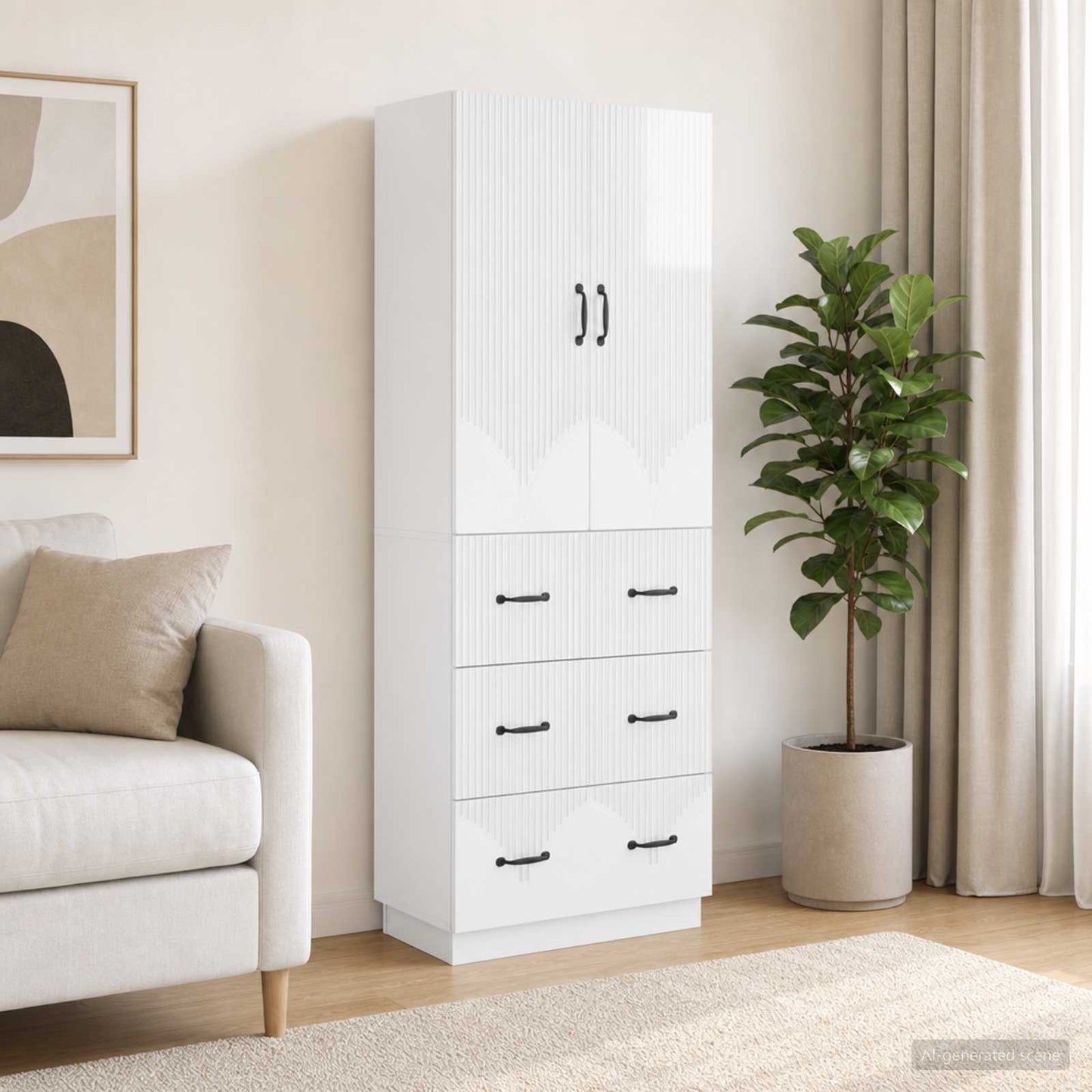 Szekrény szett 2 pcs Magasfényű Fehér 66 x 34,5 x 87 cm