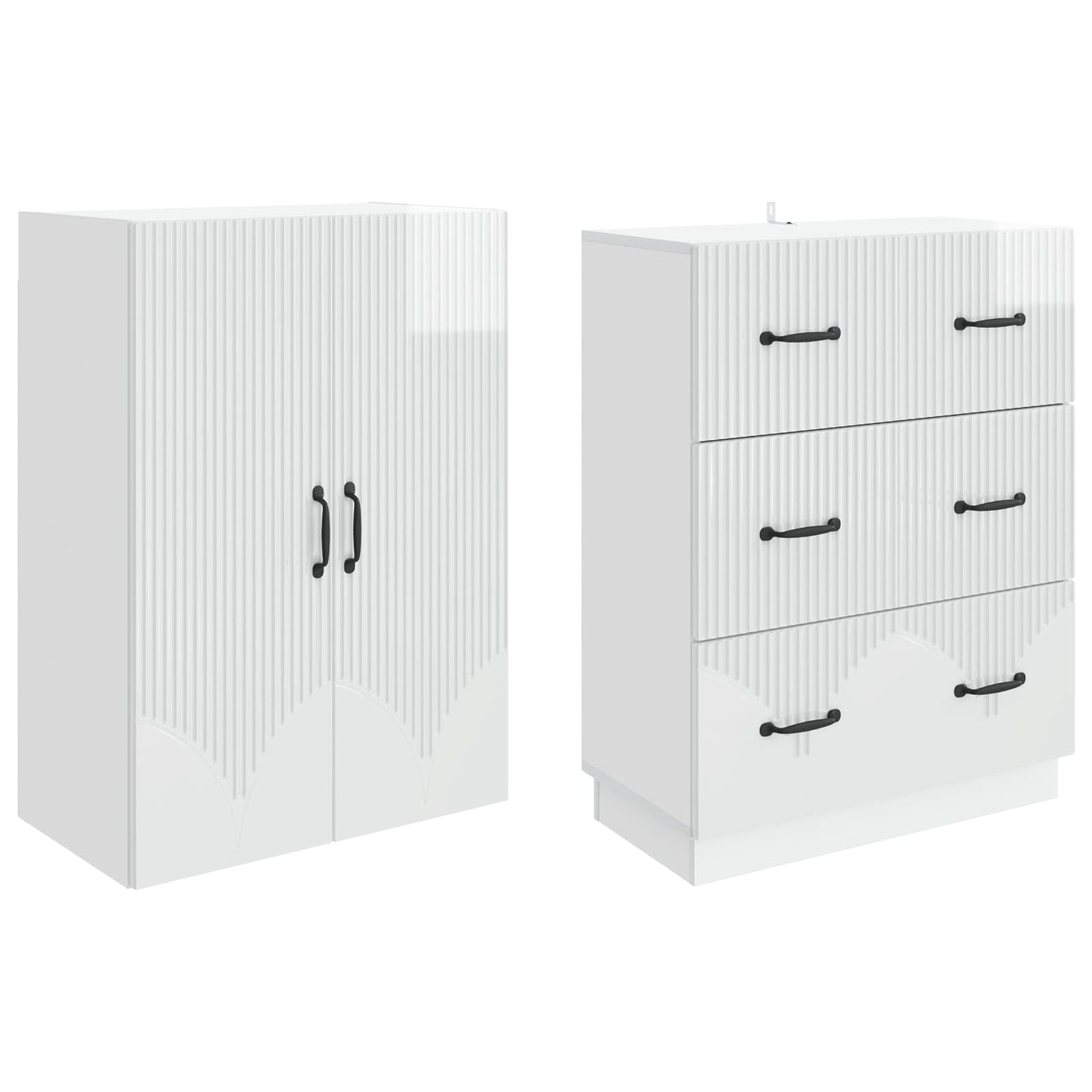 Szekrény szett 2 pcs Magasfényű Fehér 66 x 34,5 x 87 cm