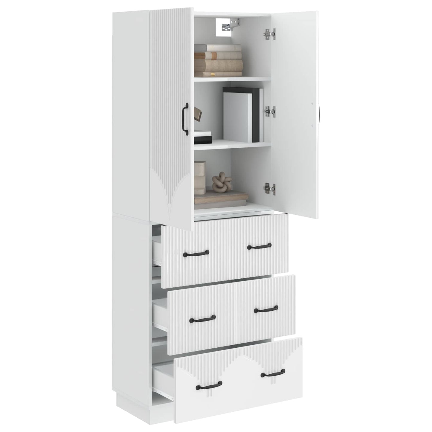 Szekrény szett 2 pcs Magasfényű Fehér 66 x 34,5 x 87 cm