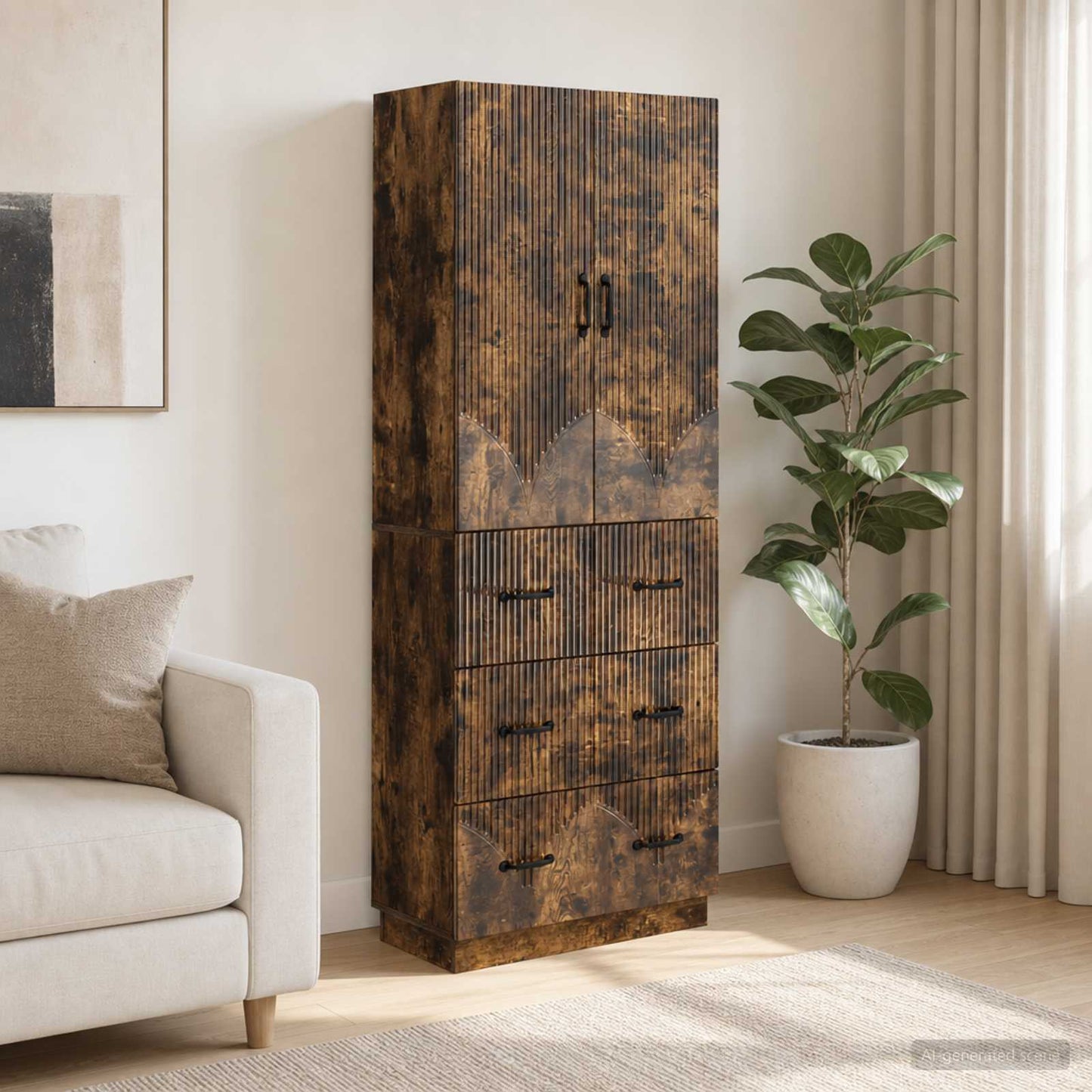 Szekrény szett 2 pcs Füstös Tölgy 66 x 34,5 x 87 cm Szerelt Fa