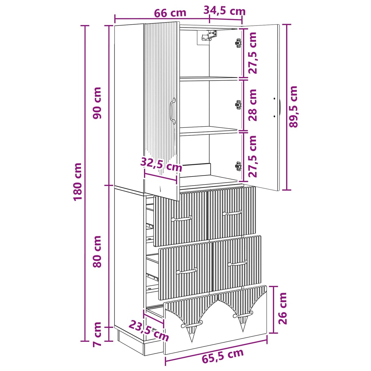Szekrény szett 2 pcs Füstös Tölgy 66 x 34,5 x 87 cm Szerelt Fa