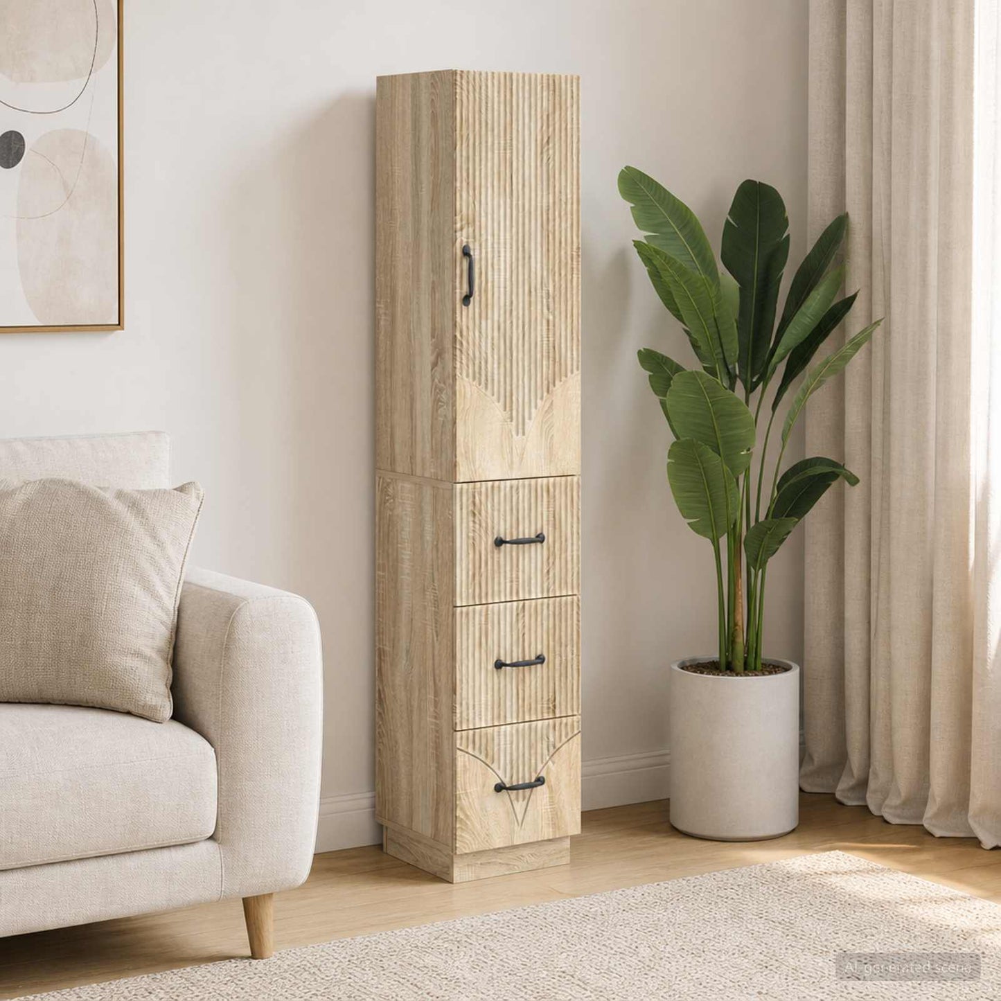Szekrény szett 2 pcs Sonoma Tölgy 33 x 34,5 x 87 cm Szerelt Fa