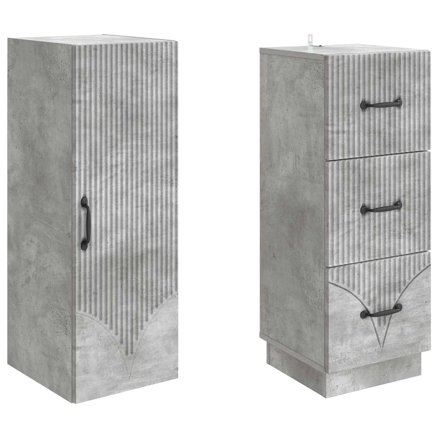 Szekrény szett 2 pcs Betonszürke 33 x 34,5 x 87 cm Szerelt Fa