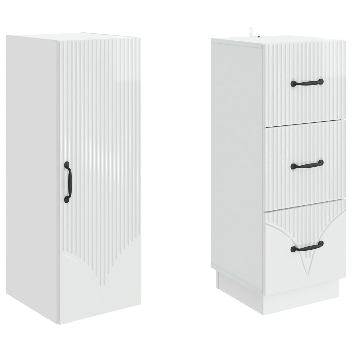 Szekrény szett 2 pcs Magasfényű Fehér 33 x 34,5 x 87 cm