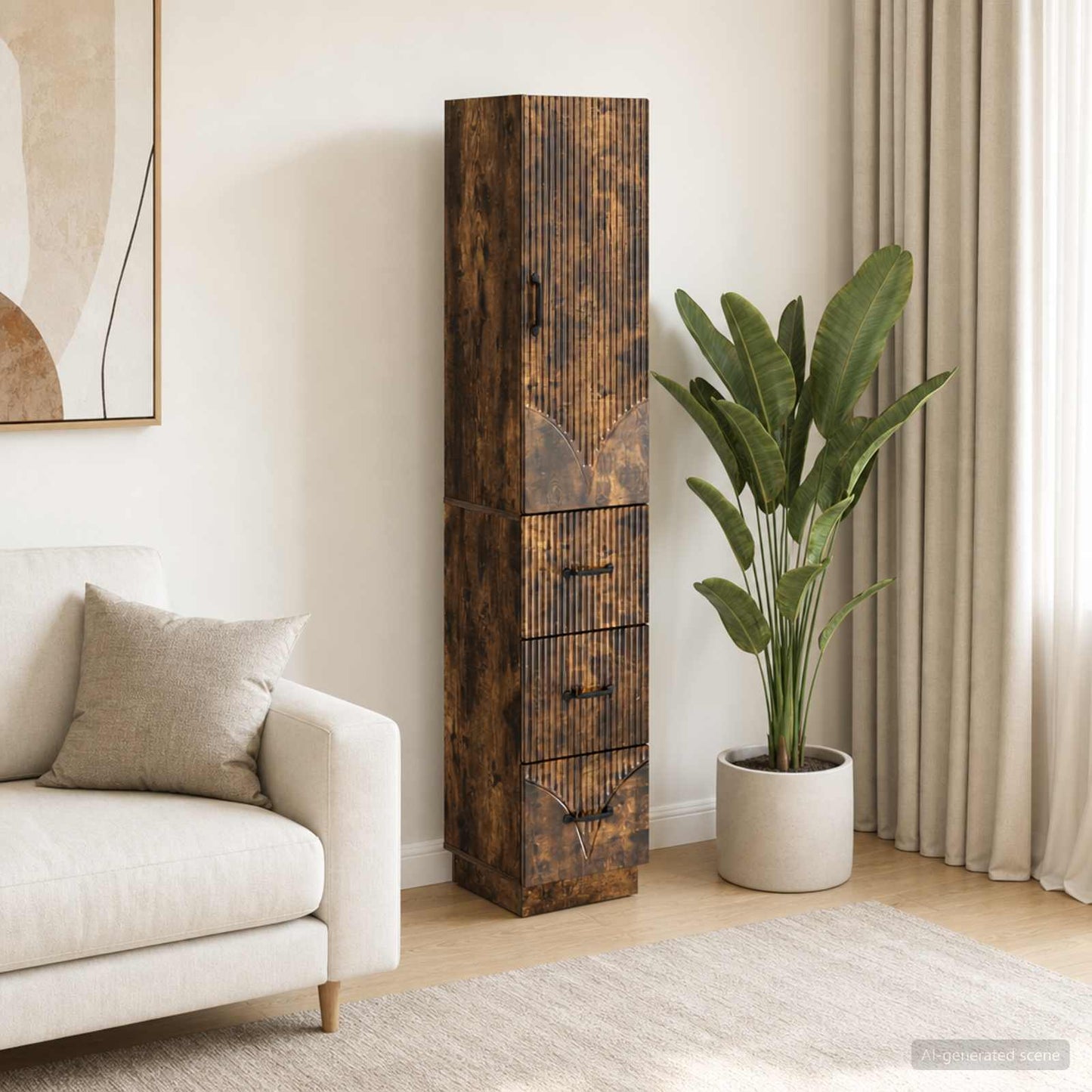 Szekrény szett 2 pcs Füstös Tölgy 33 x 34,5 x 87 cm Szerelt Fa