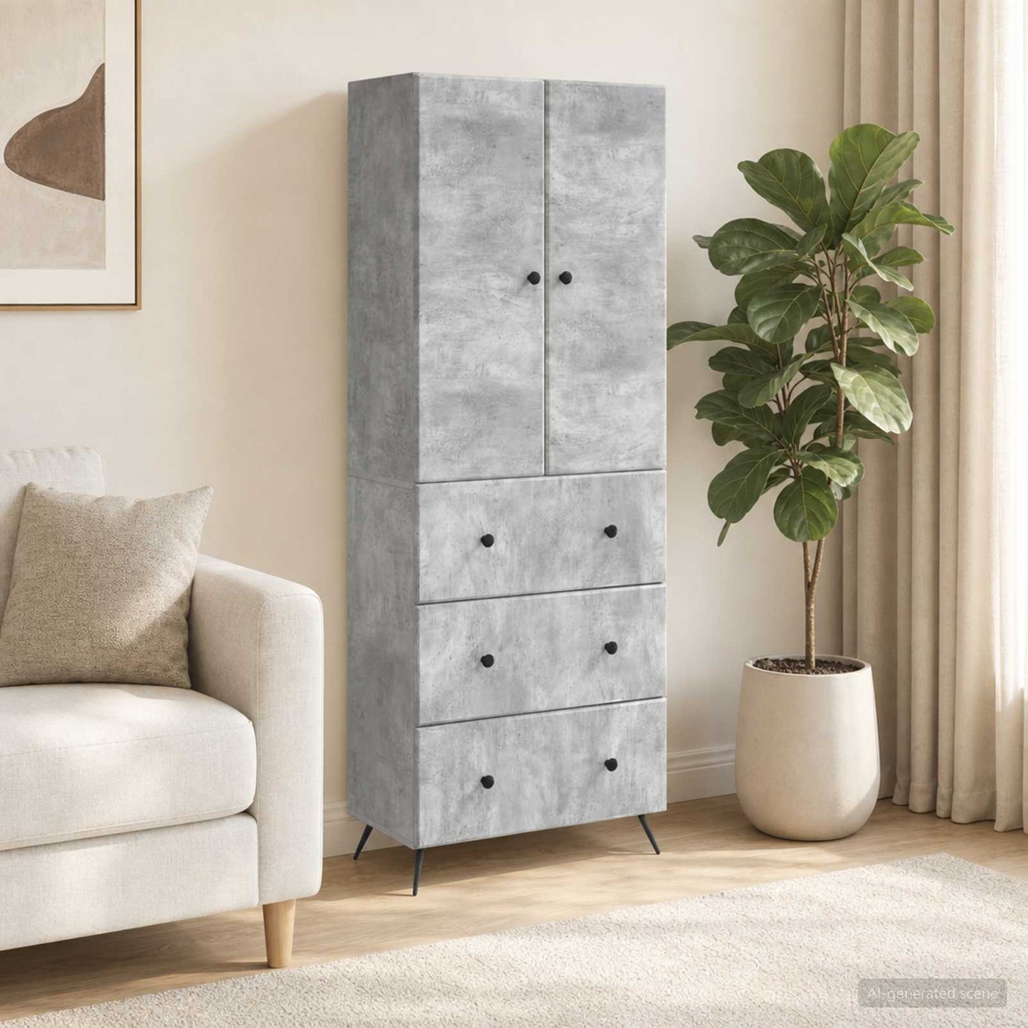 Szekrény szett 2 db 66 x 34,5 x 90 cm Szerelt Fa Betonszürke