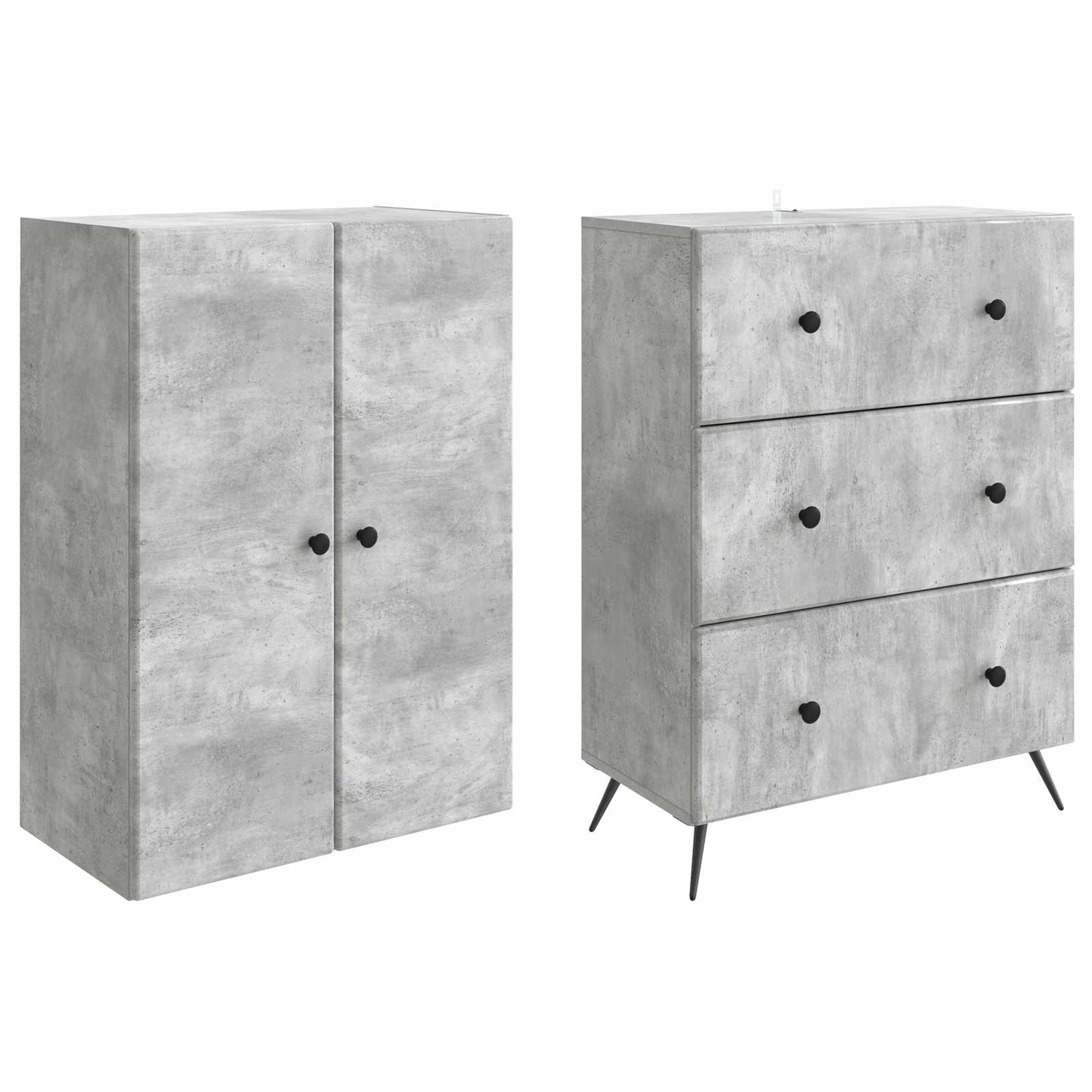Szekrény szett 2 db 66 x 34,5 x 90 cm Szerelt Fa Betonszürke