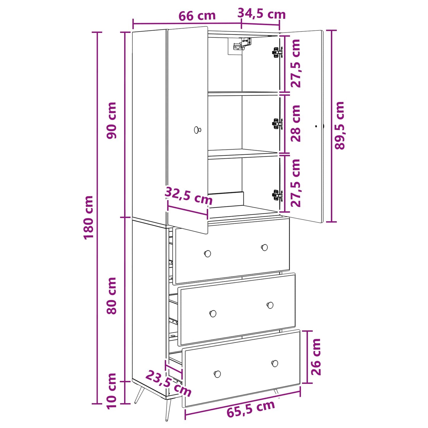 Szekrény szett 2 db 66 x 34,5 x 90 cm Szerelt Fa Betonszürke