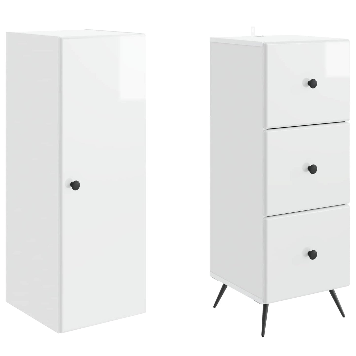 Szekrény szett 2 pcs Magasfényű Fehér 34,5 x 34,5 x 90 cm