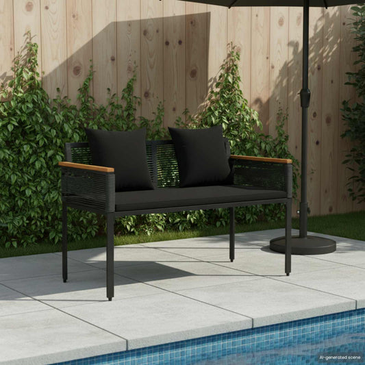 Kerti pad párnával Fekete 117 x 54 x 74.5 cm polirattan
